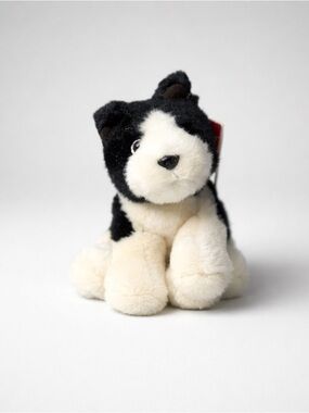 Vintage Russ Berrie “Domino” Plush Puppy – Mini Boxer/Boston Terrier (1998)